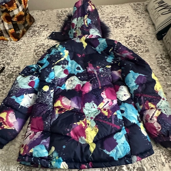 Girls Justice puffer sherpa lined coat xl very good condition - Picture 2 of 3